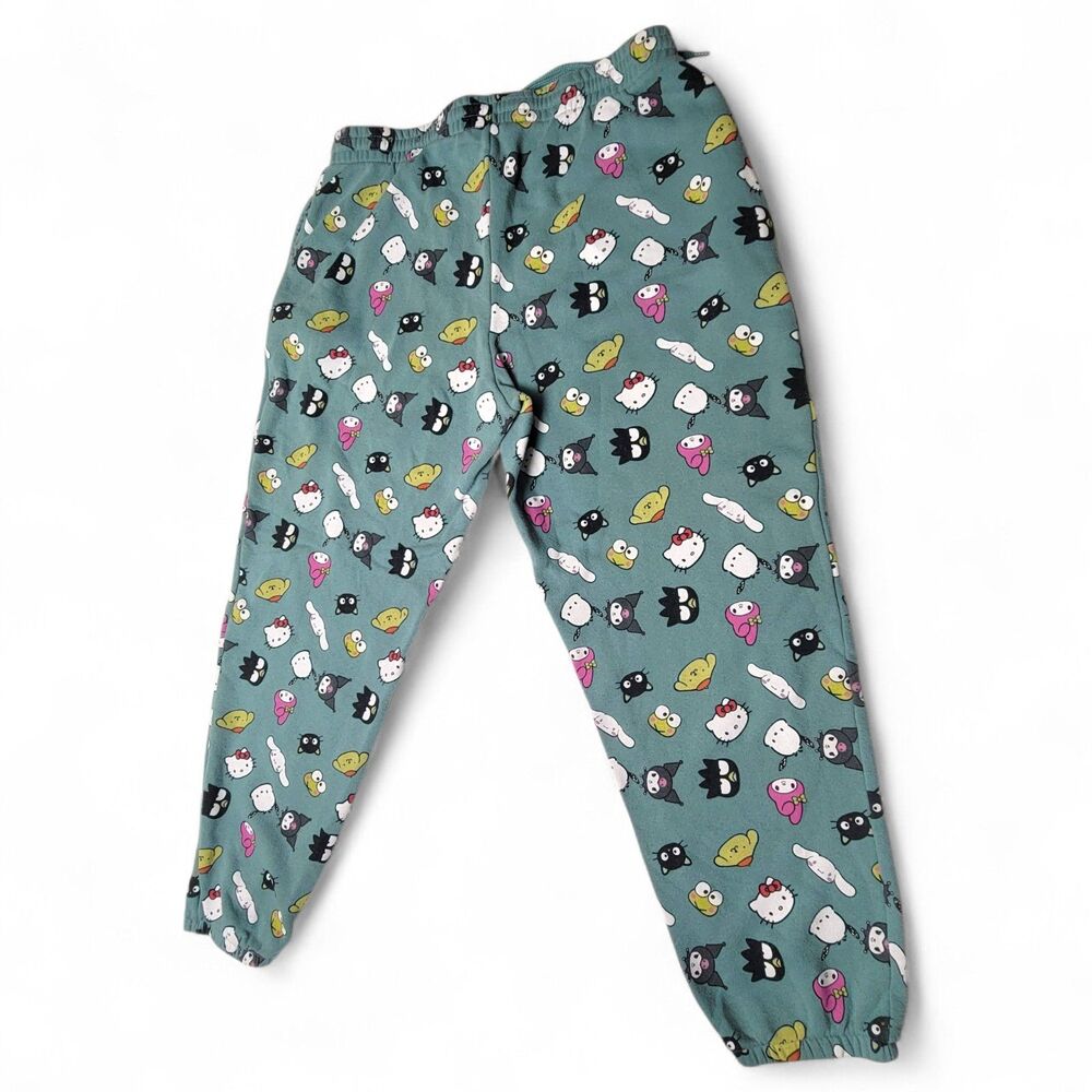 Hello Kitty & Friends Sweatpants Youth XL Sanrio Green Allover Graphic Print - Picture 2 of 4
